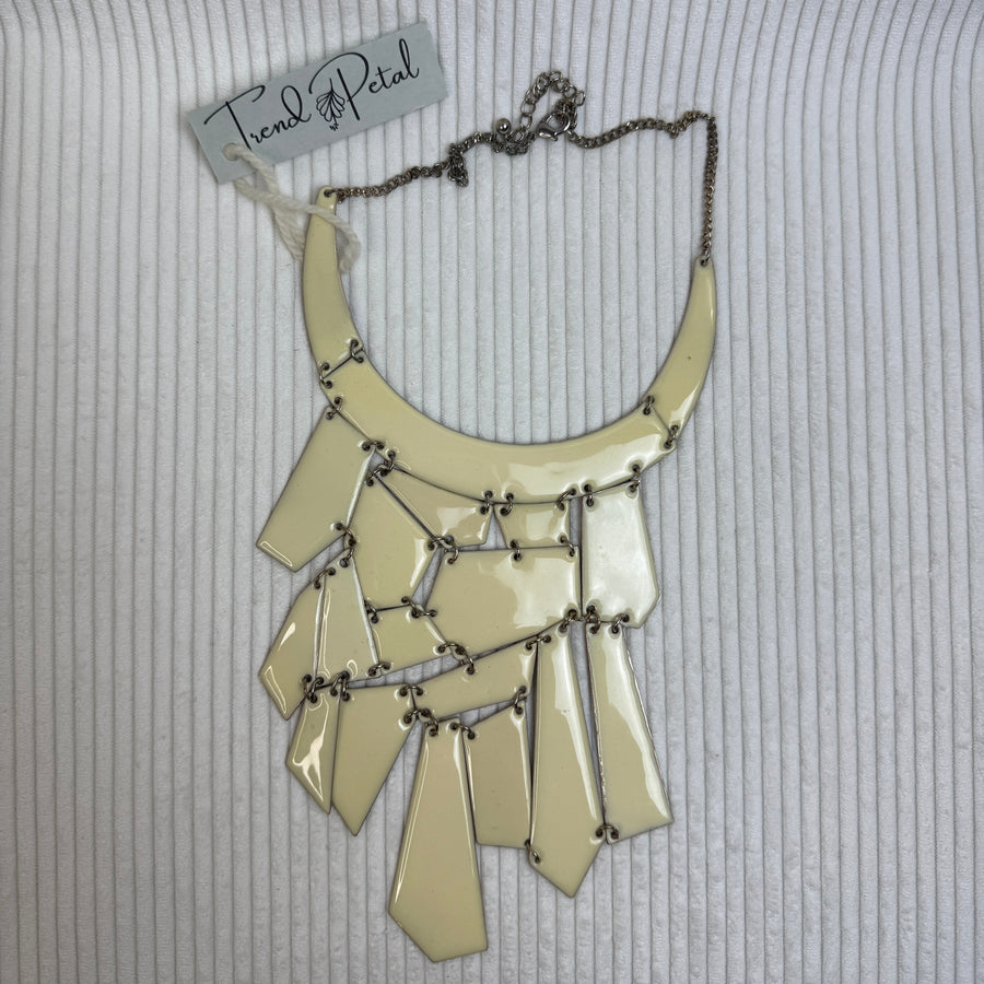 Trend Petal Ivory Enamel Choker Necklace - front view
