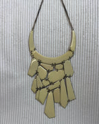 Trend Petal Ivory Enamel Choker Necklace - back view