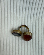 Amber Cabochon Jewelry Set - back view