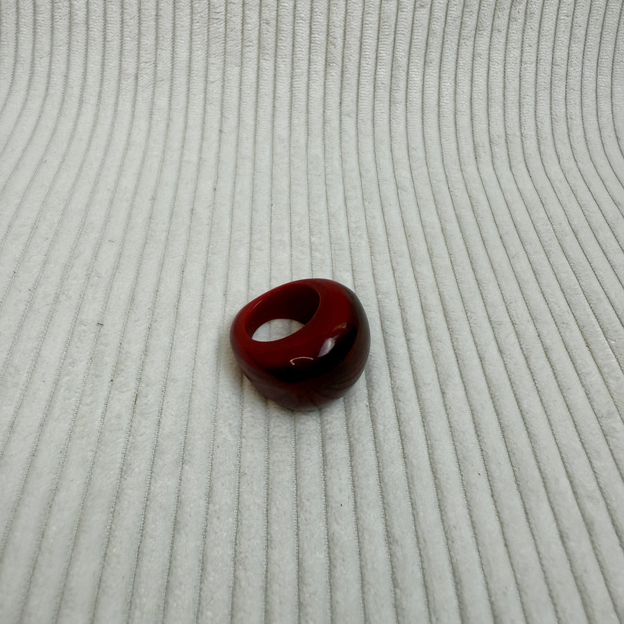 Red Resin Dome Statement Ring - front view