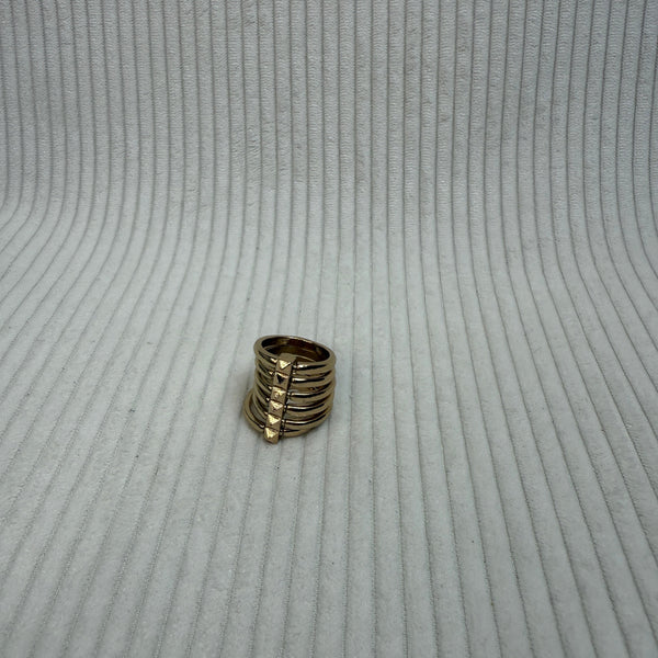 Gold Stacked Chevron Ring - front view