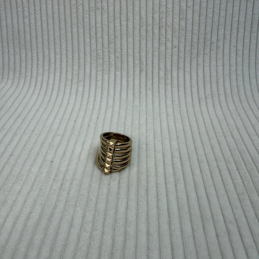 Gold Stacked Chevron Ring - front view