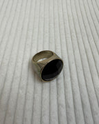 Men's Sterling Silver Black Onyx Signet Ring - front view