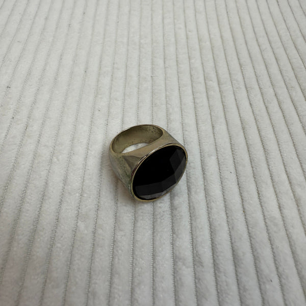Men's Sterling Silver Black Onyx Signet Ring - front view