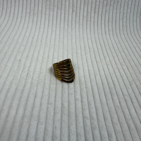 Gold Chevron Stripe Ring - front view