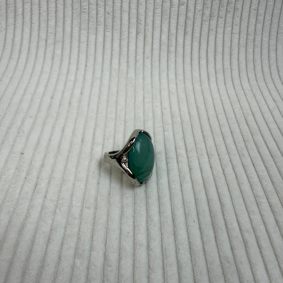 Green Onyx Sterling Silver Ring - front view