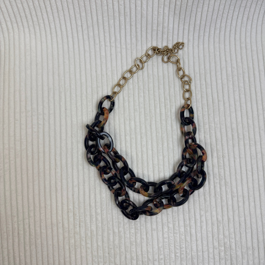 J.Crew Factory Tortoise Link Necklace - front view