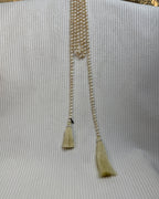 Long Pearl Tassel Mala Necklace - front view