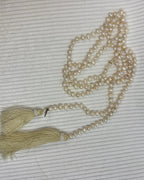 Long Pearl Tassel Mala Necklace - back view