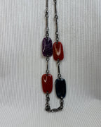 Multi-Color Resin Link Statement Necklace - front view