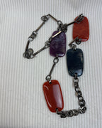 Multi-Color Resin Link Statement Necklace - back view