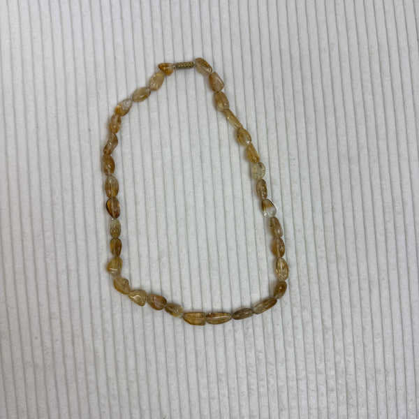 Yellow Citrine Quartz Free-Form Beaded Necklace - front view