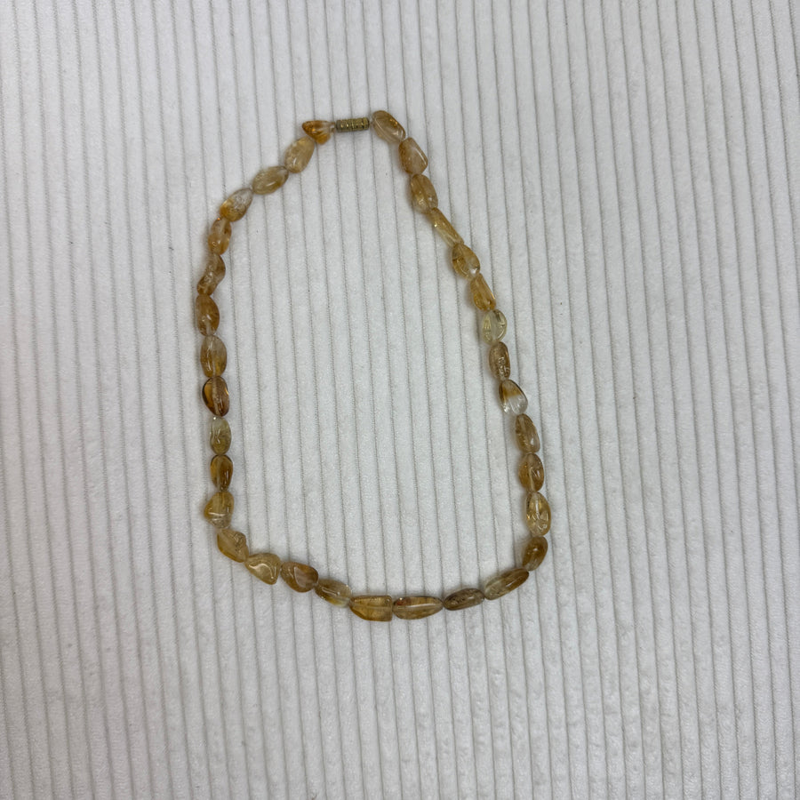 Yellow Citrine Quartz Free-Form Beaded Necklace - front view