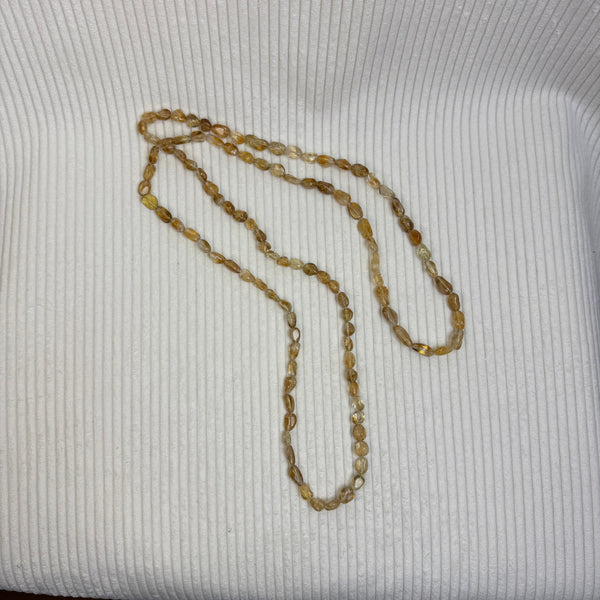 Long Citrine Oval Bead Necklace - front view