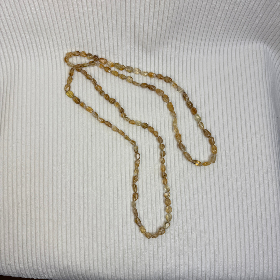 Long Citrine Oval Bead Necklace - front view