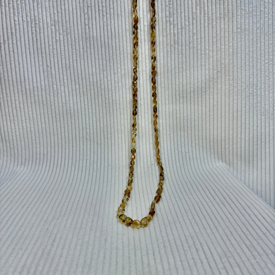 Citrine Gemstone Bead Necklace - front view