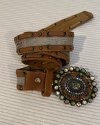 Leatherock Embellished Stone Leather Belt