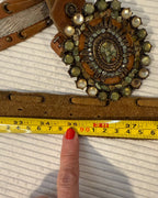 Leatherock Embellished Stone Leather Belt