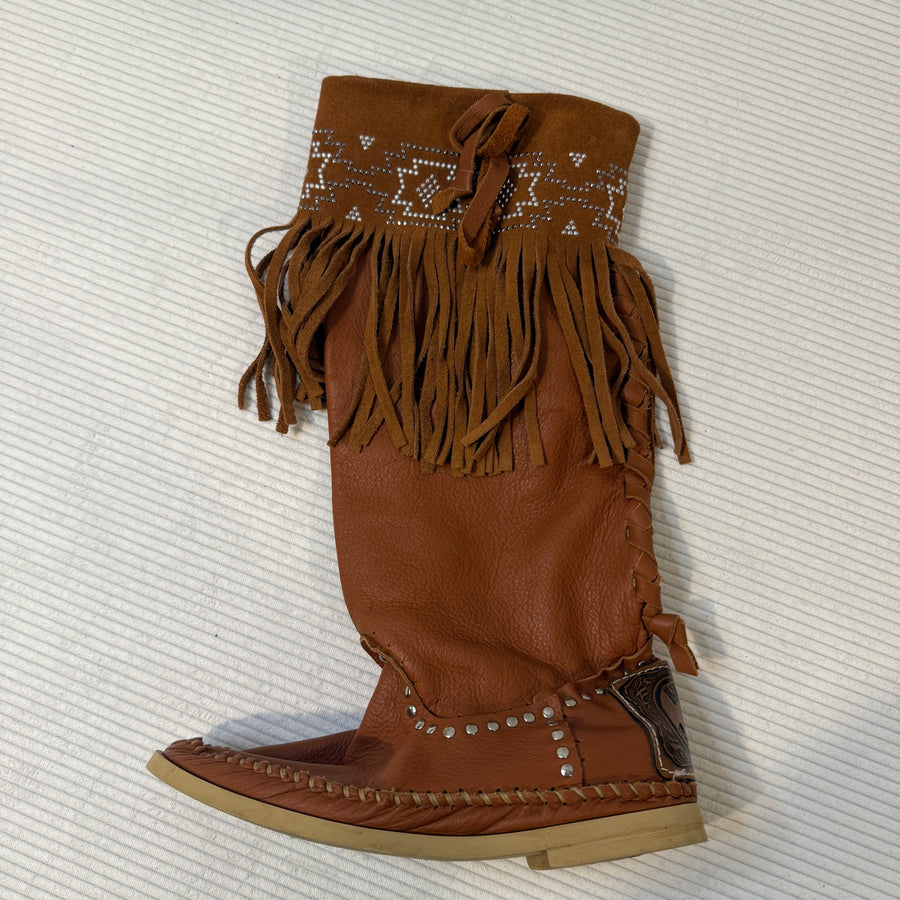 Hector Riccione Navajo Fringed Moccasin Boots