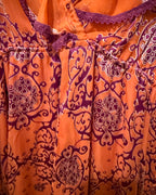 Hale Bob Coral Orange Beaded Bohemian Mini Dress Size S
