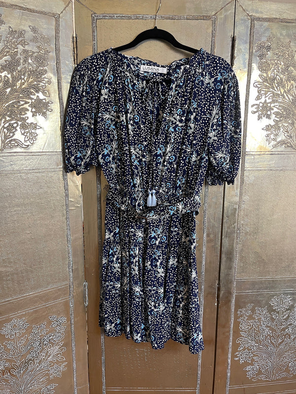 Lusana Balloon Sleeve Tassel Dress Size 4 photo 2