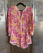 Poupette St Barth Pink Yellow Floral Romper Coverup photo 1