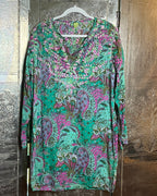 Raj Green Pink Embroidered Tunic Size XL photo 1
