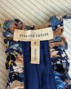 Rebecca Taylor Floral Print Ruffle Pleated Silk Dress Size 8 photo 3