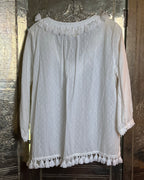 Roller Rabbit Hafsa White Tassel Blouse Size M photo 2