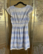 Sail to Sable Blue White Printed V Neck Tie Waist Dress Size XS photo 2