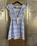 Sail to Sable Blue White Printed V Neck Tie Waist Dress Size XS photo 3
