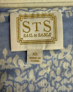 Sail to Sable Blue White Printed V Neck Tie Waist Dress Size XS photo 4