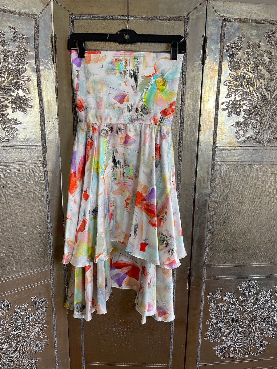 Shaya Strapless Abstract Floral High Low Dress Size US 6 EUR 36 photo 1