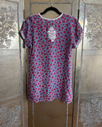 Sulu Collection Blue Red Floral Embroidered Tunic Size 8 photo 2