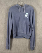 SoulCycle Blue Skull-and-Crossbones Pullover Hoodie Size M — 01 front