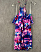 Alice & Trixie Pink and Blue Silk Print Dress Size M — 02 back