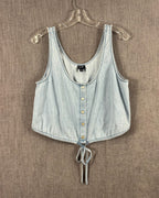Gap Light-Wash Denim Tie-Front Tank Size M — 01 front
