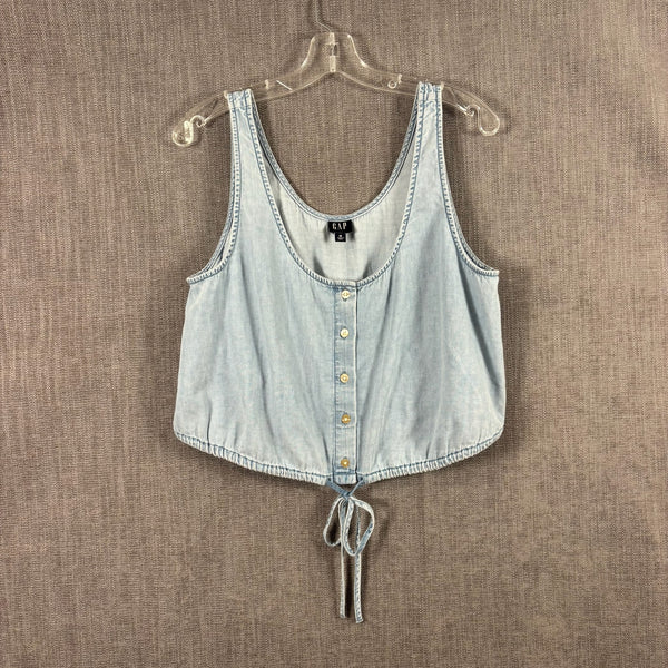 Gap Light-Wash Denim Tie-Front Tank Size M — 01 front