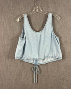 Gap Light-Wash Denim Tie-Front Tank Size M — 02 back