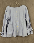 Talbots Petites Blue Striped Cotton-Blend Bow-Cuff Blouse Size XLP — 02 back