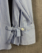 Talbots Petites Blue Striped Cotton-Blend Bow-Cuff Blouse Size XLP — 03 detail