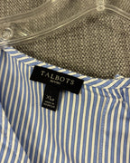 Talbots Petites Blue Striped Cotton-Blend Bow-Cuff Blouse Size XLP — 05 tag