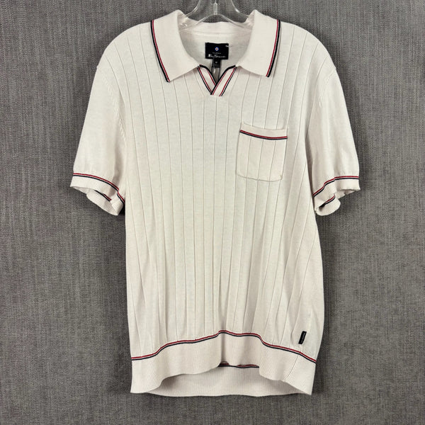 Ben Sherman Ivory Cotton-Blend Knit Polo Size M — 01 front