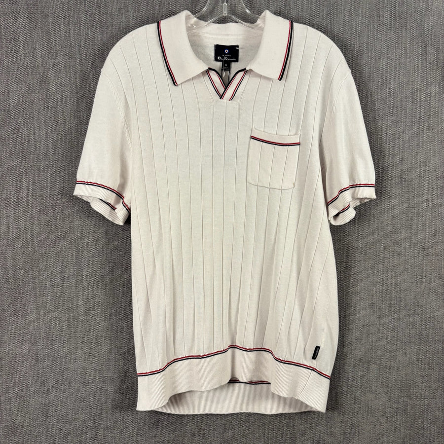 Ben Sherman Ivory Cotton-Blend Knit Polo Size M — 01 front