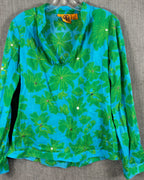 Tory Burch Stephanie Green and Blue Cotton Sequin Tunic Size 6 — 01 front