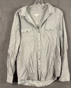 Soft Joie Gray Print Blouse Size L — 01 front