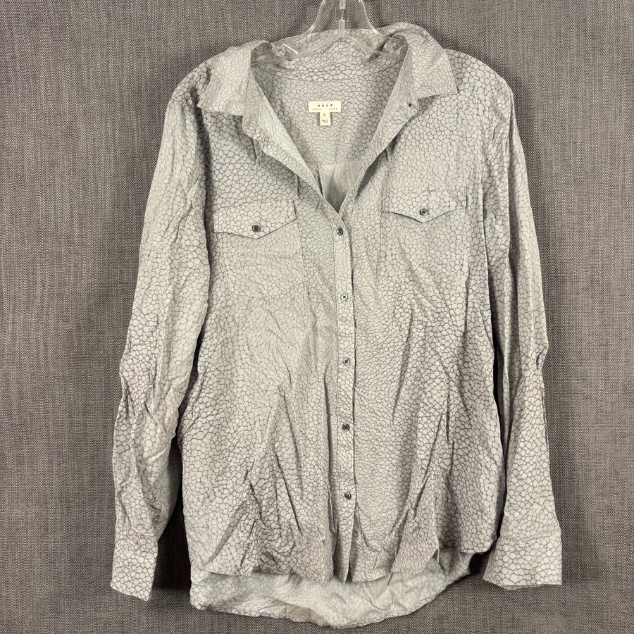 Soft Joie Gray Print Blouse Size L — 01 front