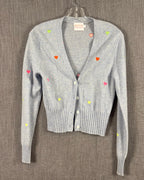 Brodie Cashmere Gray Neon Heart Cardigan Size S — 01 front