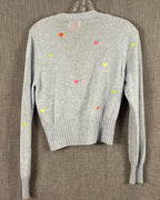 Brodie Cashmere Gray Neon Heart Cardigan Size S — 02 back