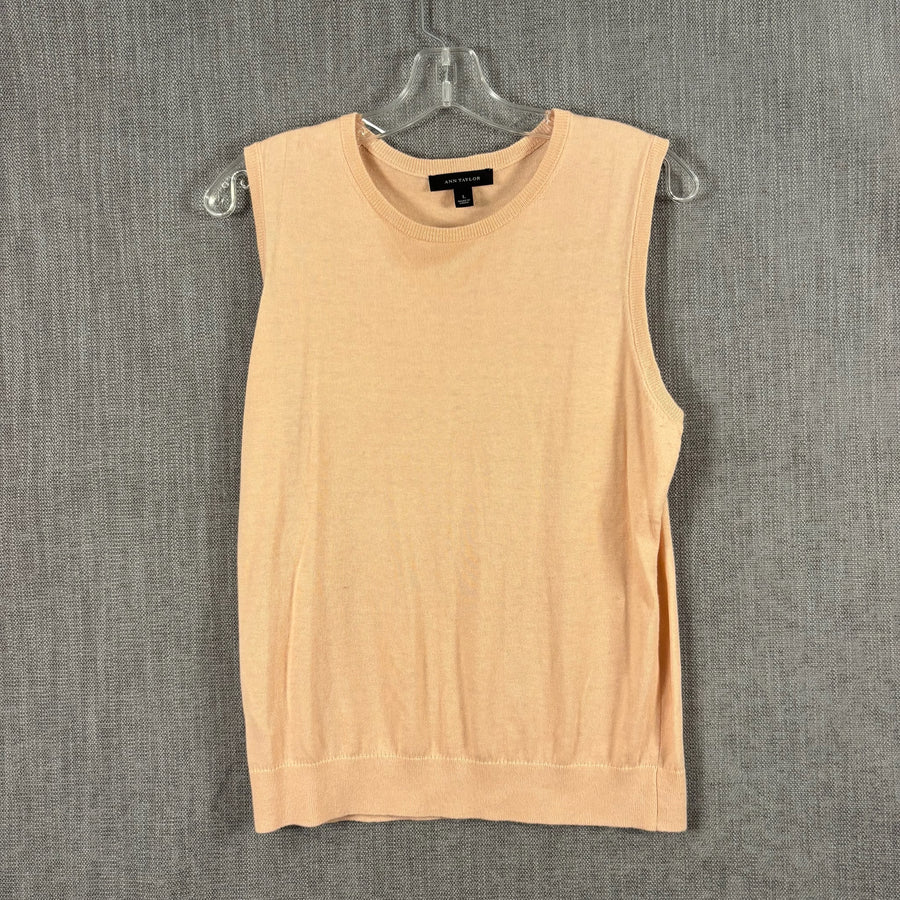 Ann Taylor Peach Sleeveless Shell Size L — 01 front